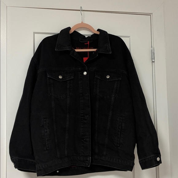 HUGO Black Fringe Denim Jacket - Picture 4 of 6